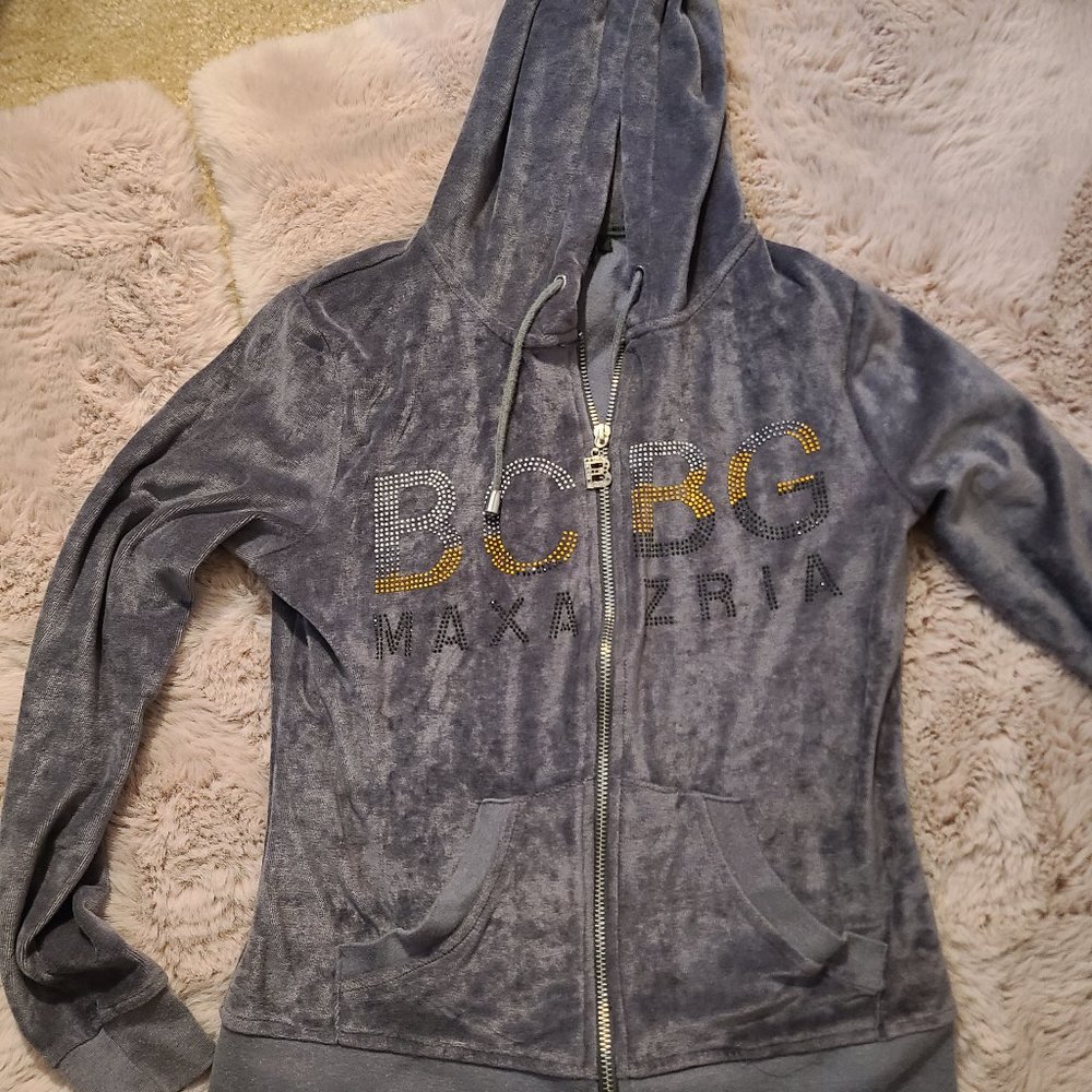 BGBG Max Azria Velour Grey Track Suit Jacket S/M Pants